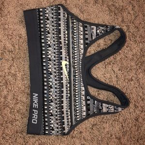 Grey aztec print nike pro sports bra